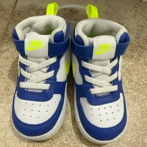 Nike Kids Neon Yellow and Blue Sneakers
